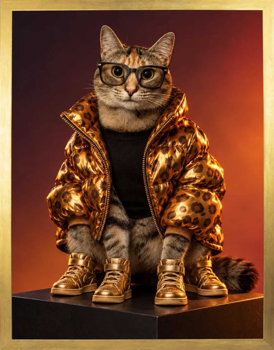 Portrait Golden club encadré — chat