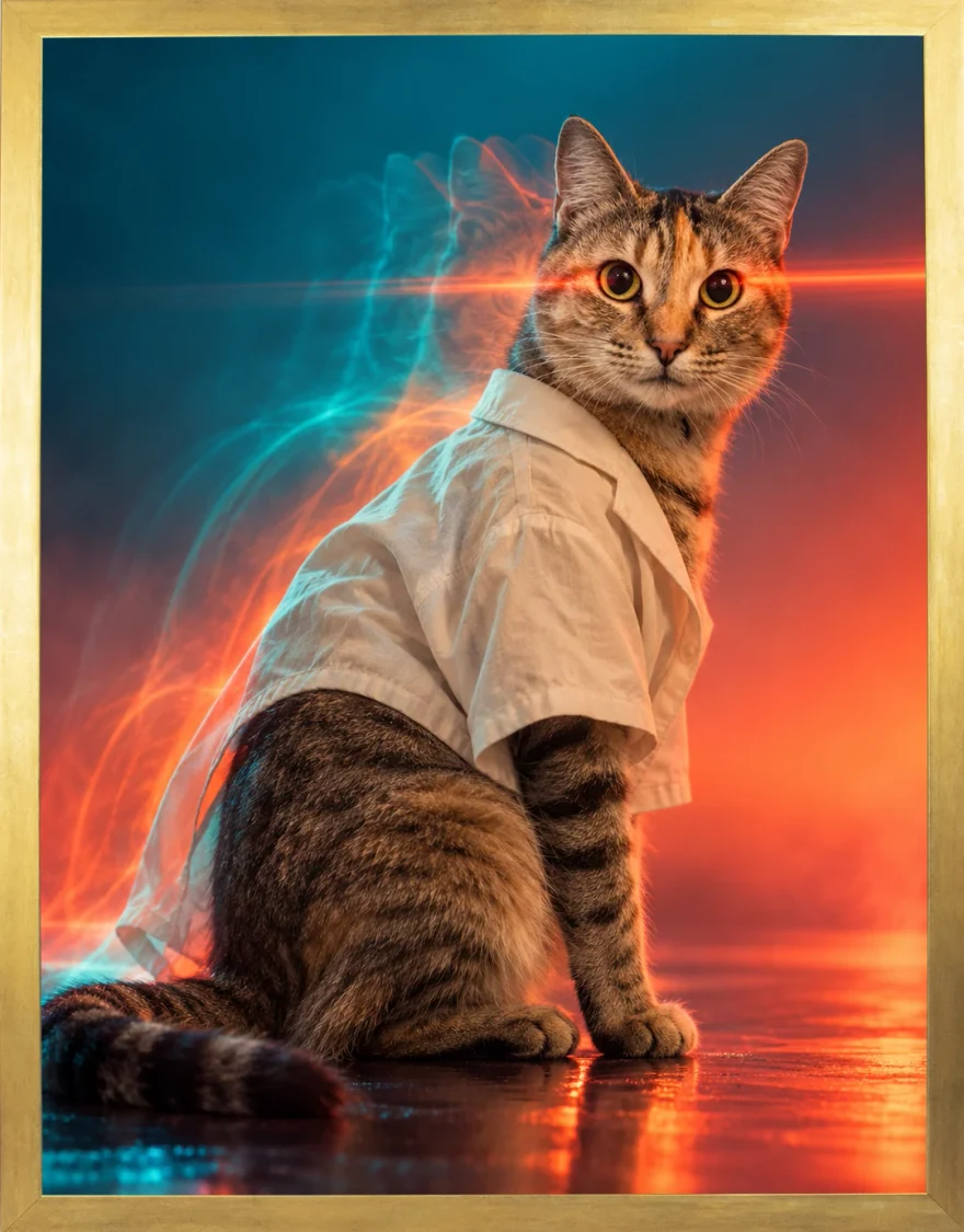 Portrait Mirage encadré — chat