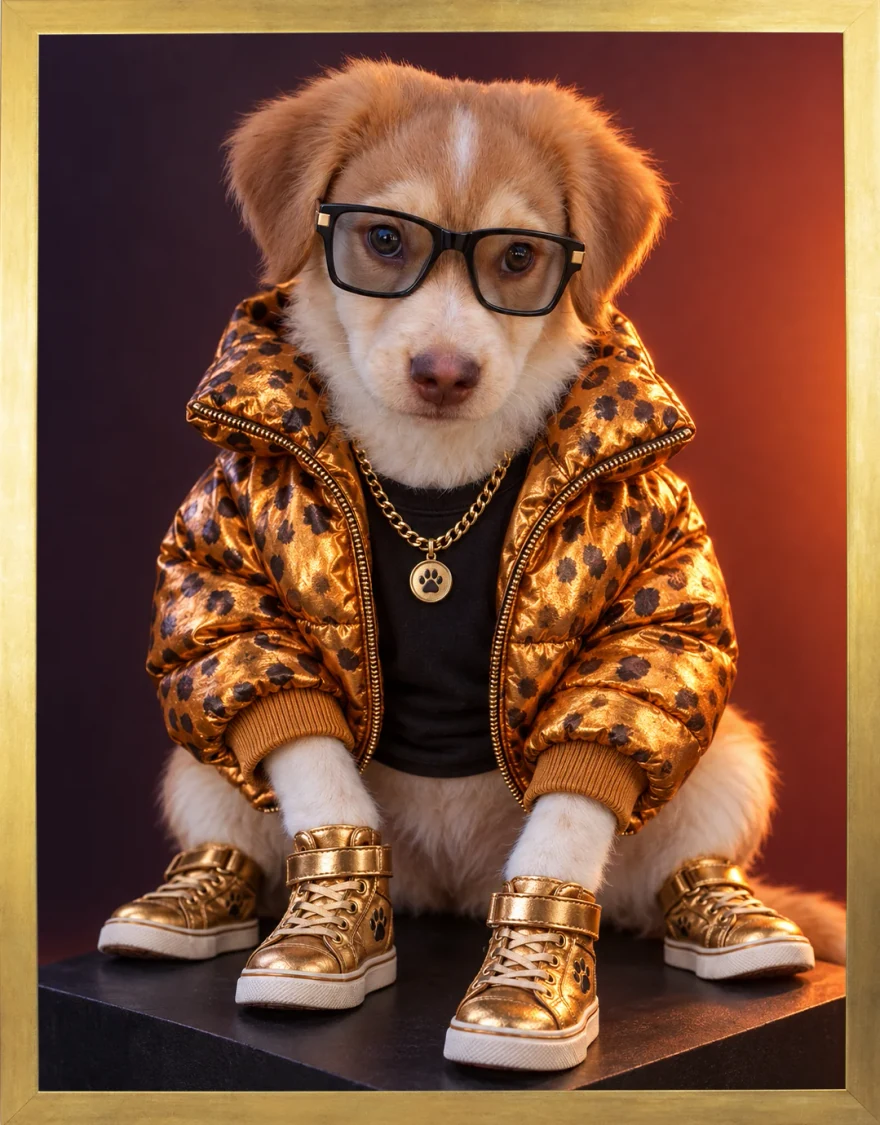 Portrait Golden club encadré — chien