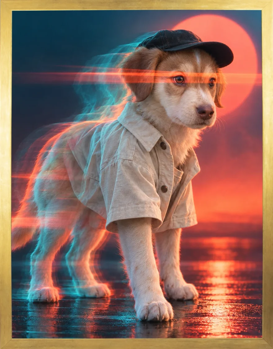 Portrait Mirage encadré — chien