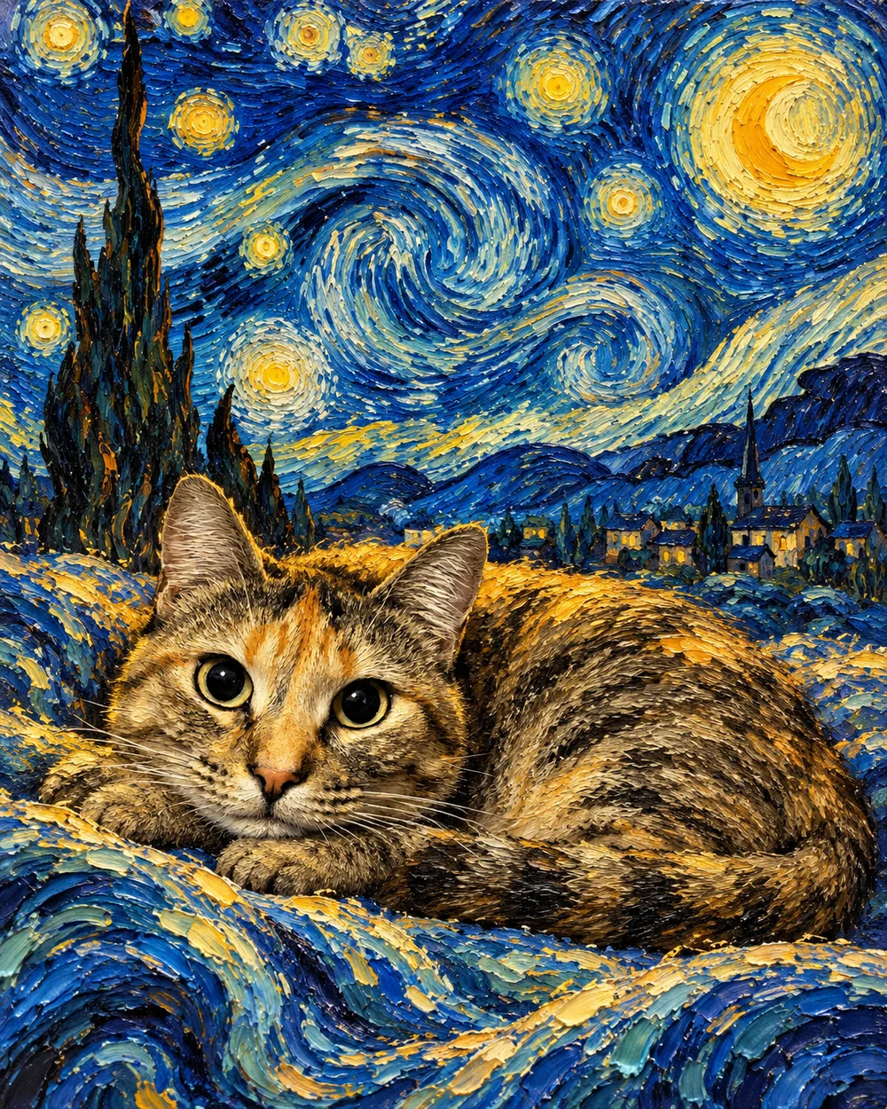Portrait Nuit étoilée — chat