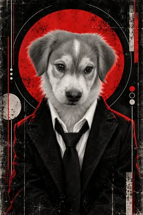Portrait de chien, style Écran rouge
