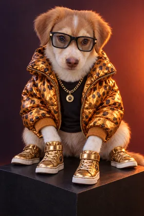 Portrait de chien, style Golden club