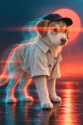 Portrait de chien, style Mirage